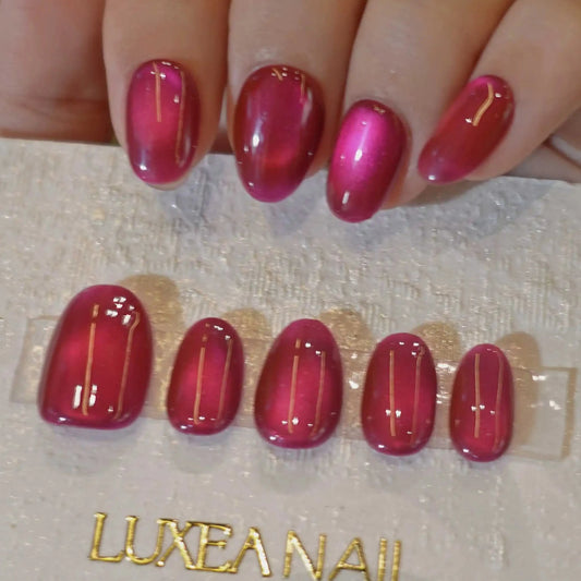 Classy-Red-Oval-18mm-Press On Nail