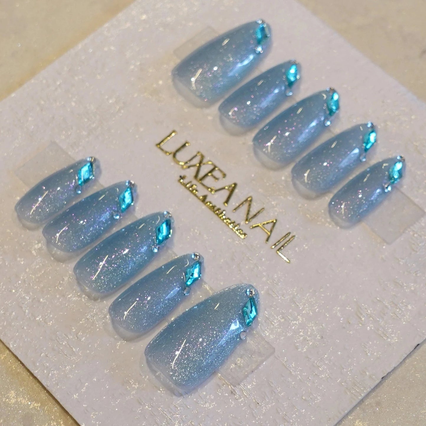 Classy-Blue-Stiletto-30mm-Press On Nail