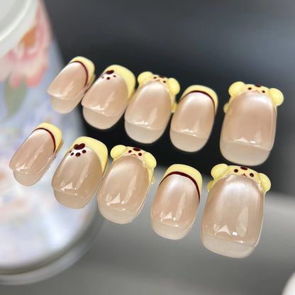 Classy-Yellow-Squoval-15mm-Press On Nail