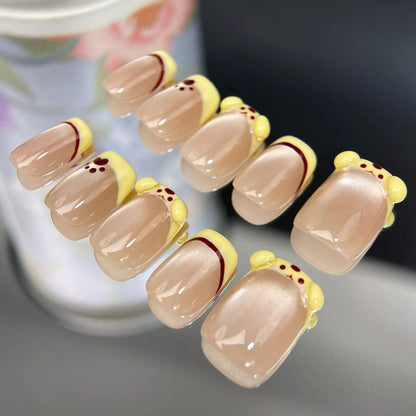 Classy-Yellow-Squoval-15mm-Press On Nail