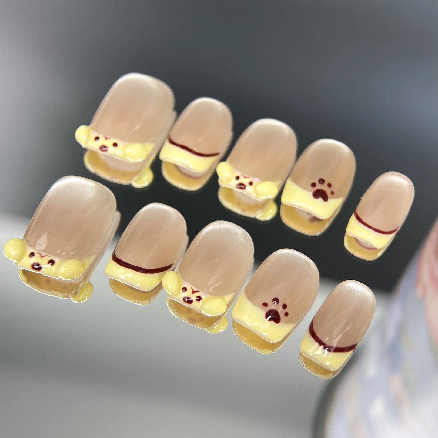 Classy-Yellow-Squoval-15mm-Press On Nail