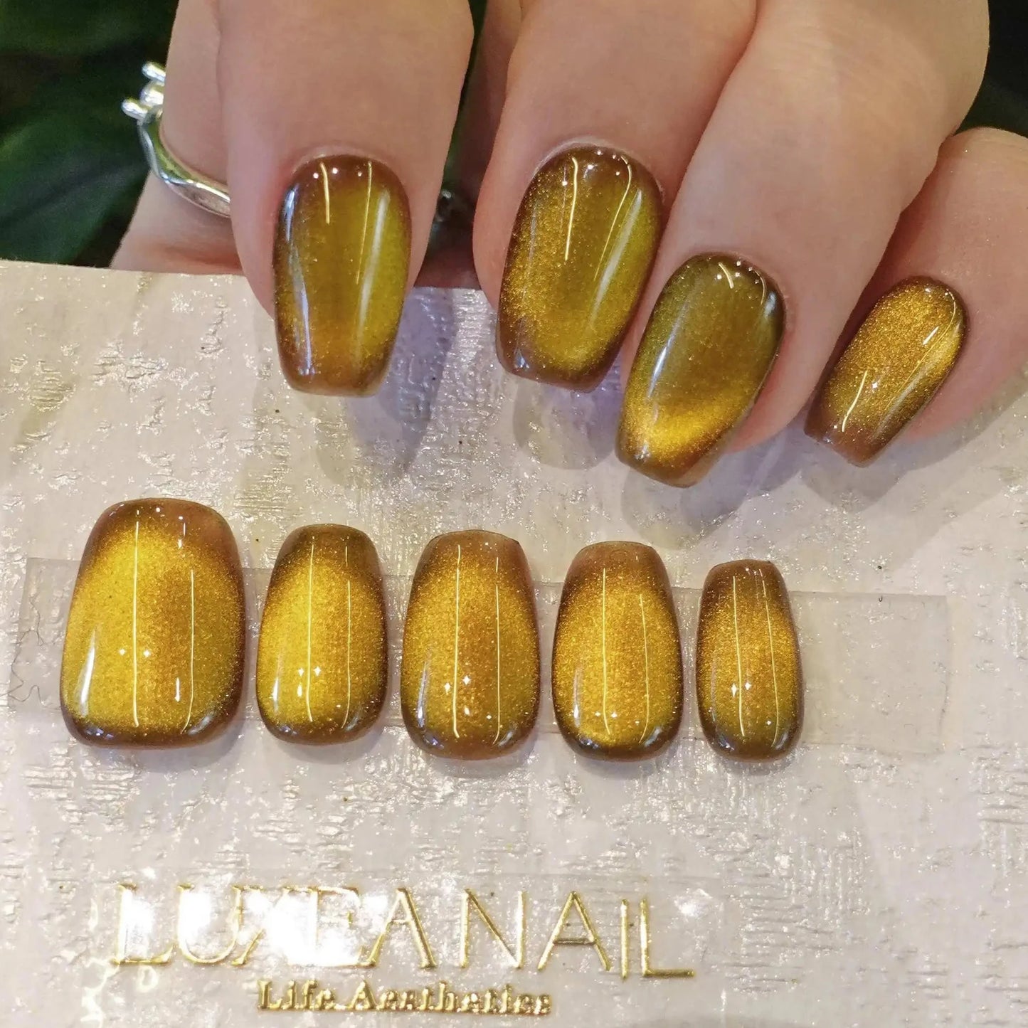 Classy-Yellow-Coffin-18mm-Press On Nail