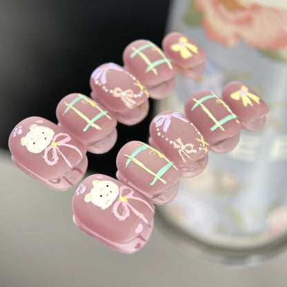 Classy-Pink-Squoval-15mm-Press On Nail