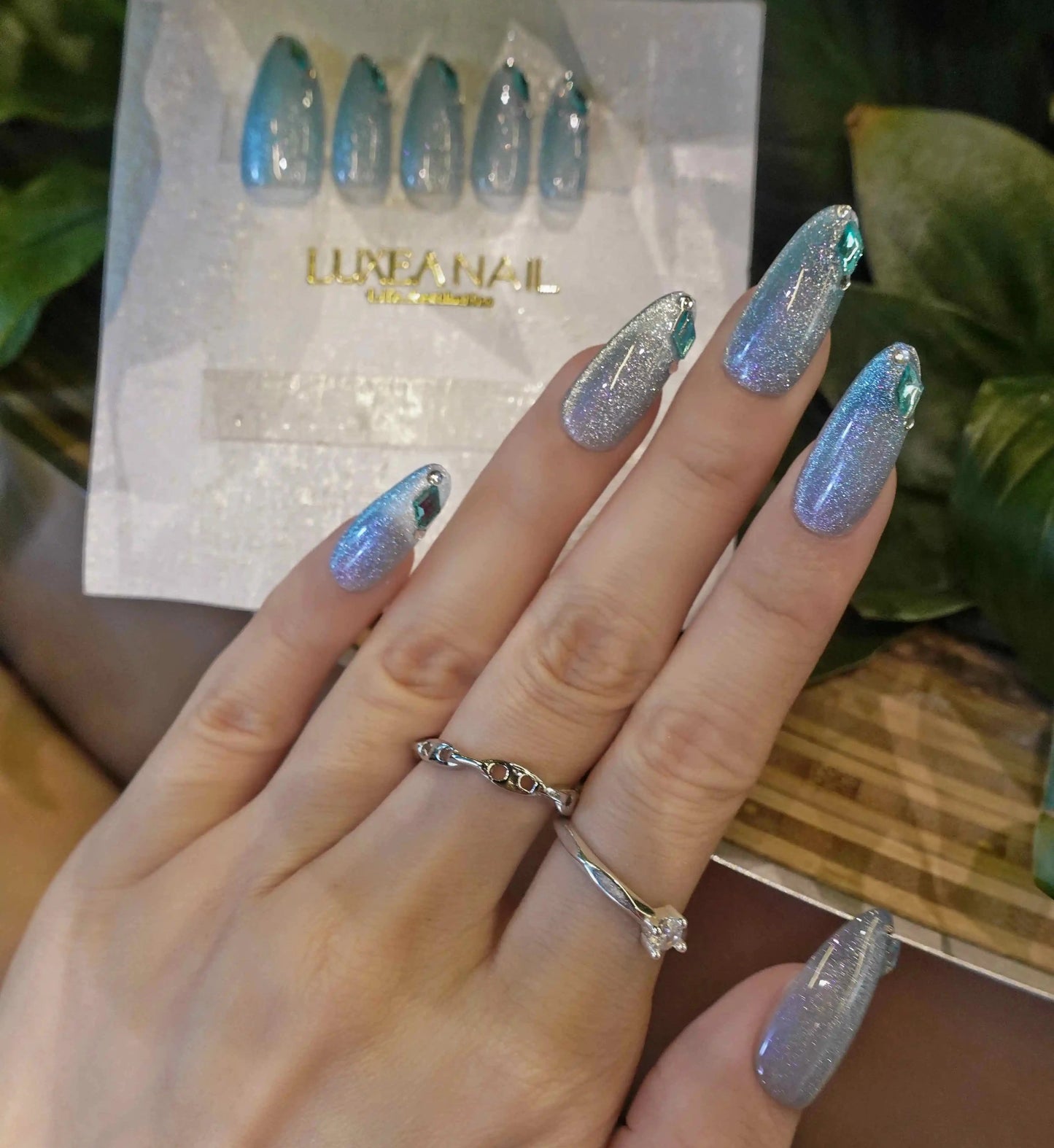 Classy-Blue-Stiletto-30mm-Press On Nail