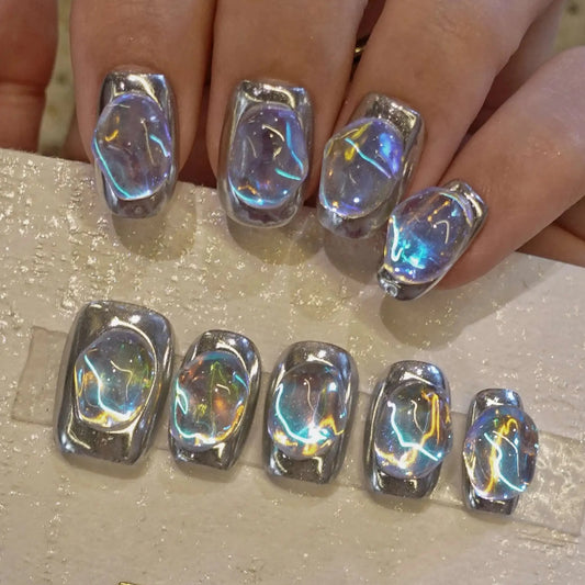 Special-Silver-Squoval-15mm-Press On Nail