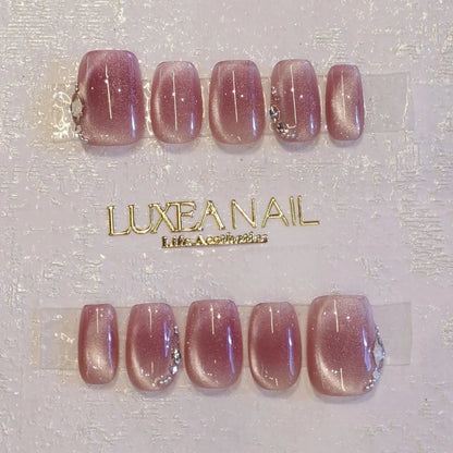 Classy-Pink-Square-15mm-Press On Nail