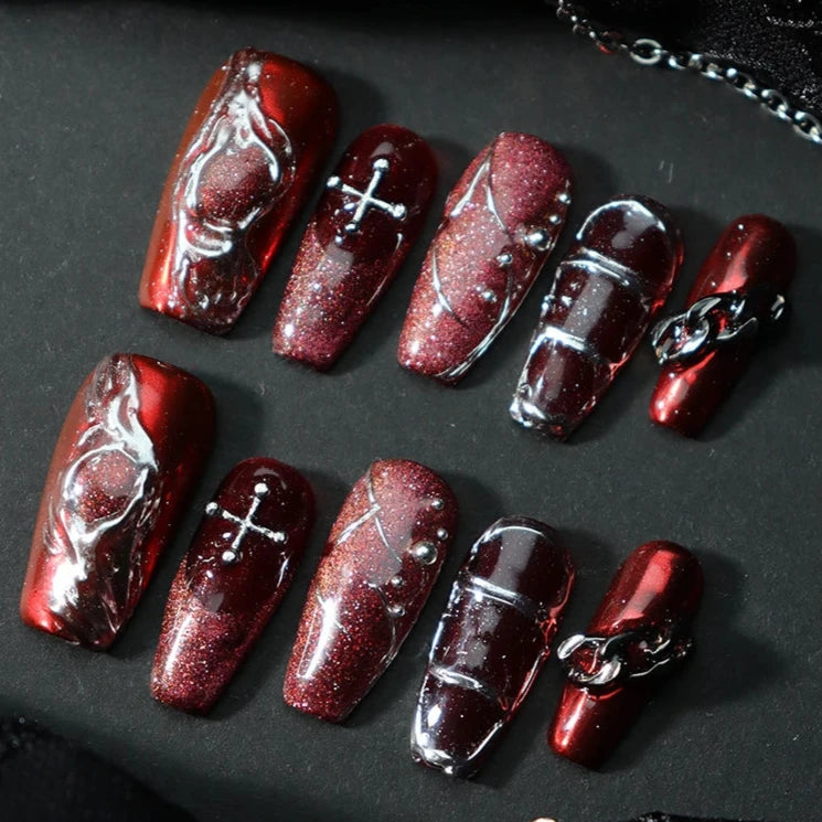 Halloween-Red-Coffin-25mm-Press On Nail