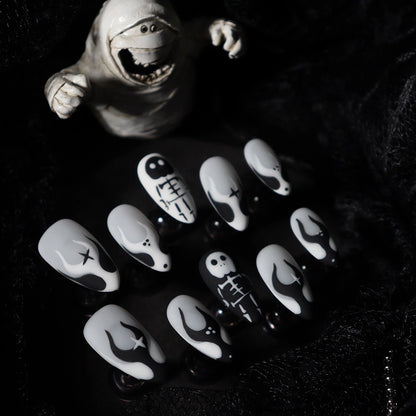 Halloween-White-Almond-25mm-Press On Nail