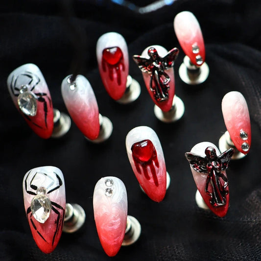 Halloween-Red-Almond-25mm-Press On Nail