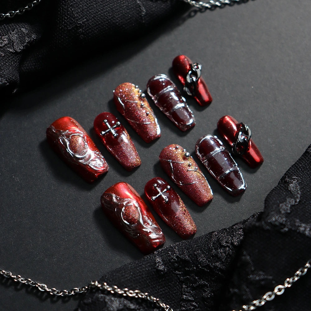 Halloween-Red-Coffin-25mm-Press On Nail