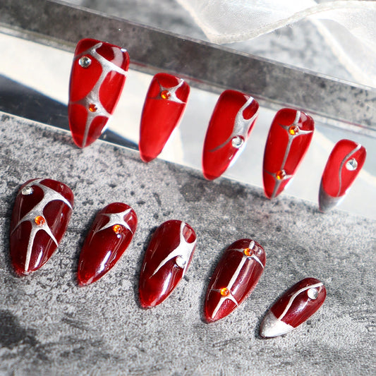 Halloween-Red-Almond-25mm-Press On Nail