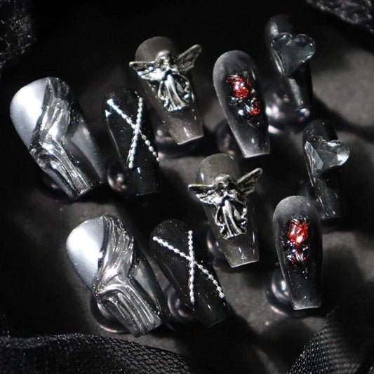 Halloween-Black-Coffin-25mm-Press On Nail