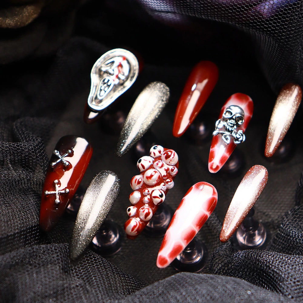 Halloween-Red-Stiletto-30mm-Press On Nail