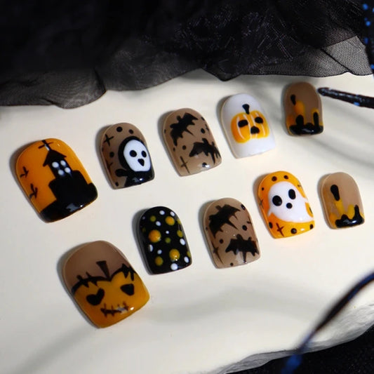 Halloween-Orange-Squoval-18mm-Press On Nail