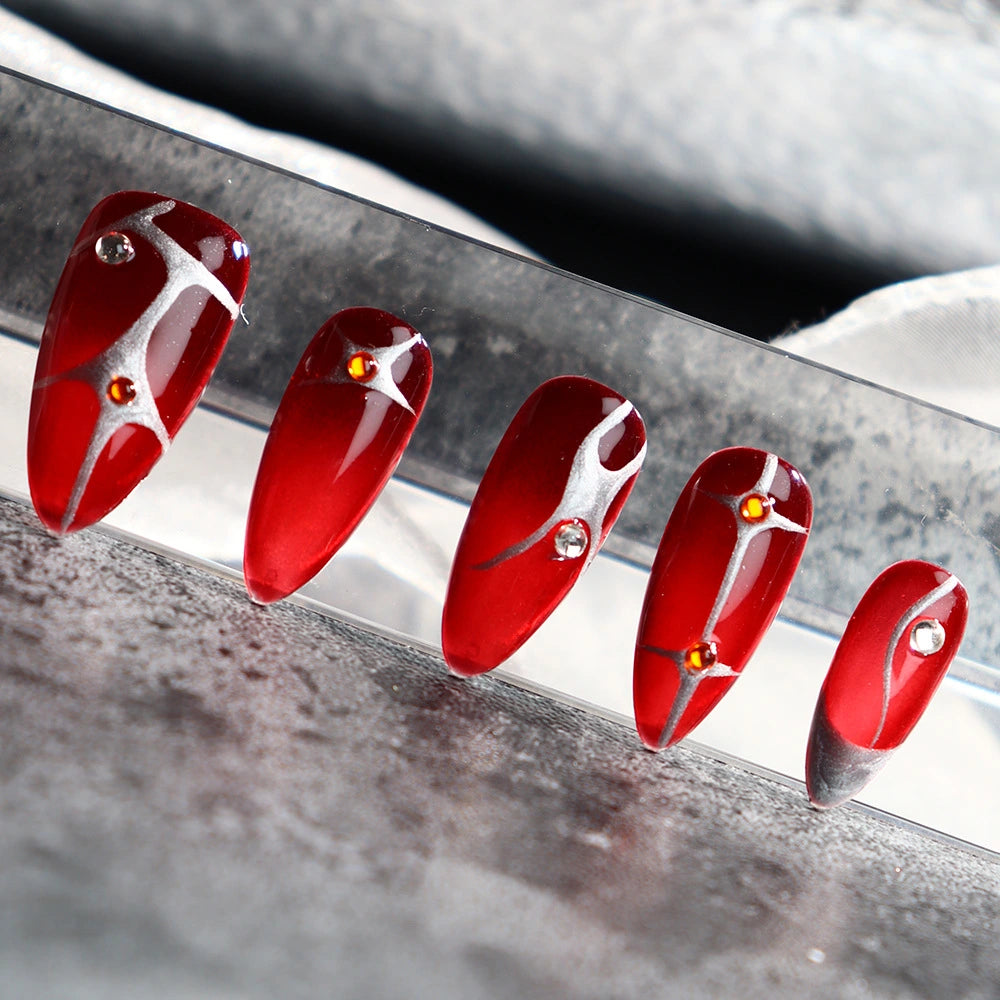 Halloween-Red-Almond-25mm-Press On Nail