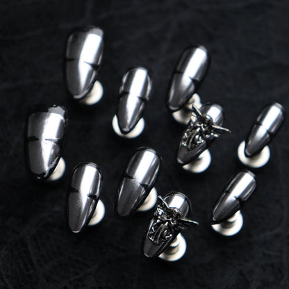 Halloween-Grey-Almond-25mm-Press On Nail