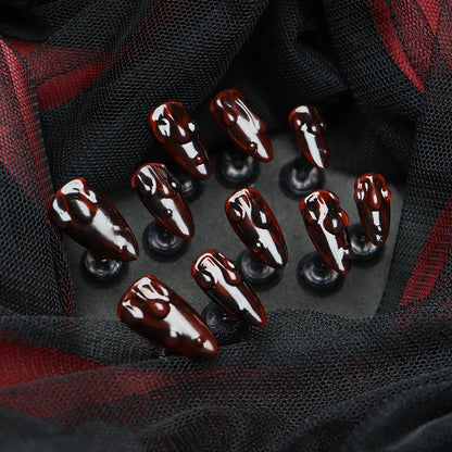 Halloween-Red-Almond-25mm-Press On Nail