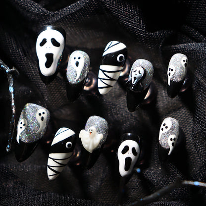 Halloween-Black-Almond-25mm-Press On Nail