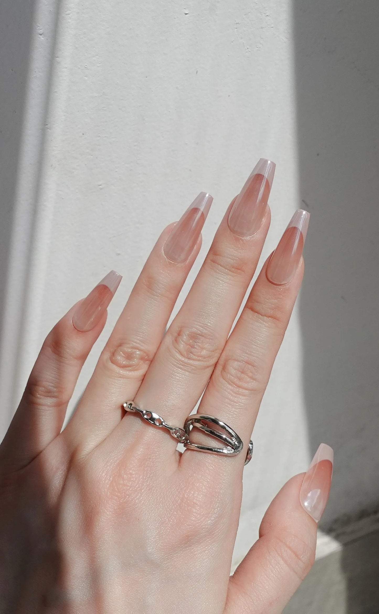 Classy-White-Coffin-30mm-Press On Nail